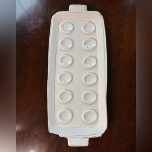 Vietri Lastra White Deviled Egg Platter Rectangular Made in Italy